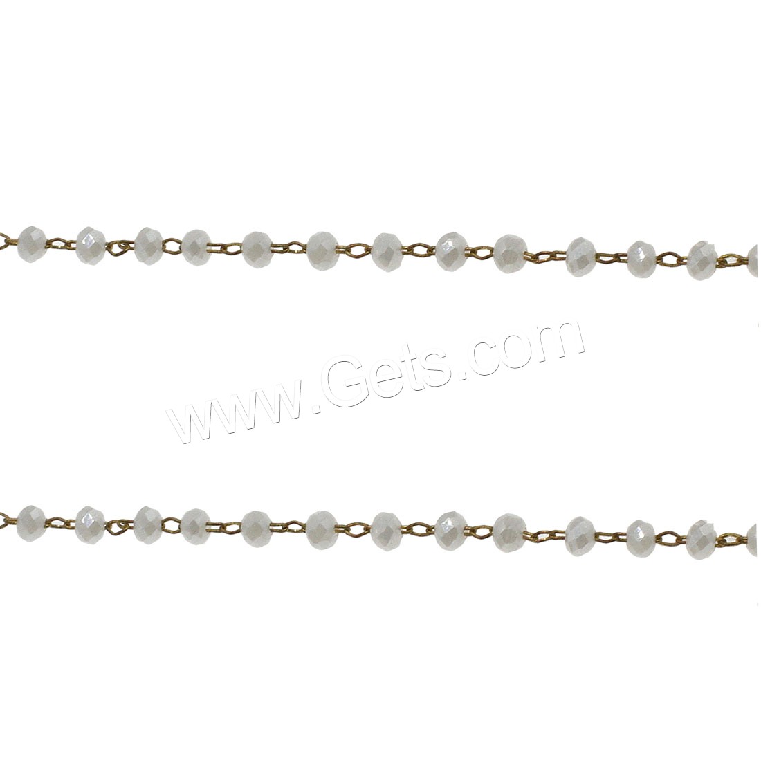 Brass Curb Chain, Mixed Material, with Crystal, different materials for choice & faceted, more colors for choice, 3*2mm, Sold By m