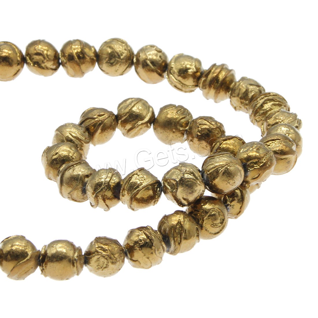 Marine Fossil Beads, gold color plated, different size for choice, Hole:Approx 1mm, Length:Approx 14.9 Inch, Sold By Strand
