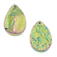 Natural Agate Druzy Pendant, Ice Quartz Agate, Teardrop, colorful plated, 52*33*8mm-56*33*10mm Approx 1.5mm 