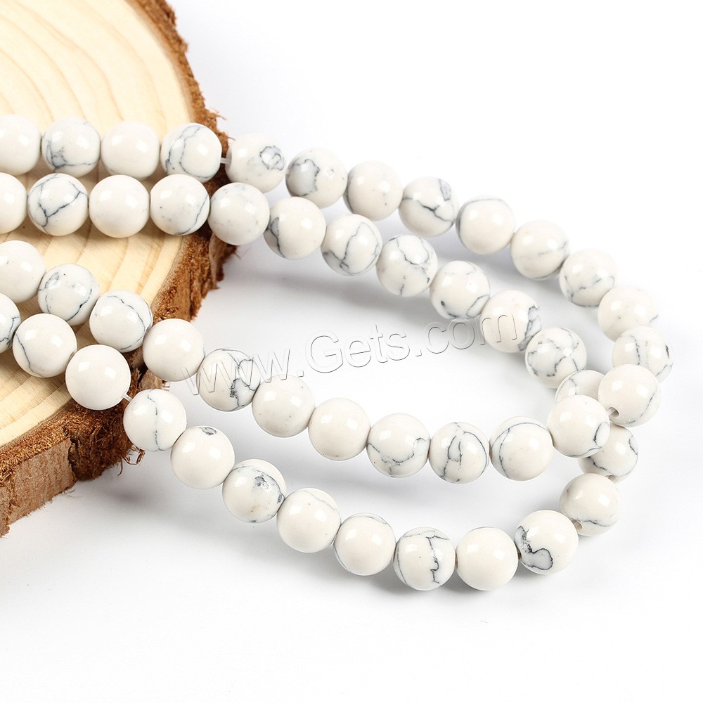Magnesit Perle, rund, DIY & verschiedene Größen vorhanden, weiß, Bohrung:ca. 1mm, verkauft von Strang