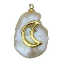 Cultured Freshwater Pearl Brass Pendant, with Freshwater Pearl, gold color plated, fashion jewelry Approx 1.5mm 
