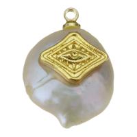 Brass Pendant, with Freshwater Pearl, gold color plated, fashion jewelry Approx 1.5mm 