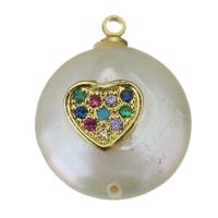 Brass Pendant, with Freshwater Pearl, gold color plated, fashion jewelry & micro pave cubic zirconia Approx 1.5mm 