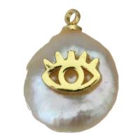 Brass Pendant, with Freshwater Pearl, gold color plated, fashion jewelry Approx 1.5mm 