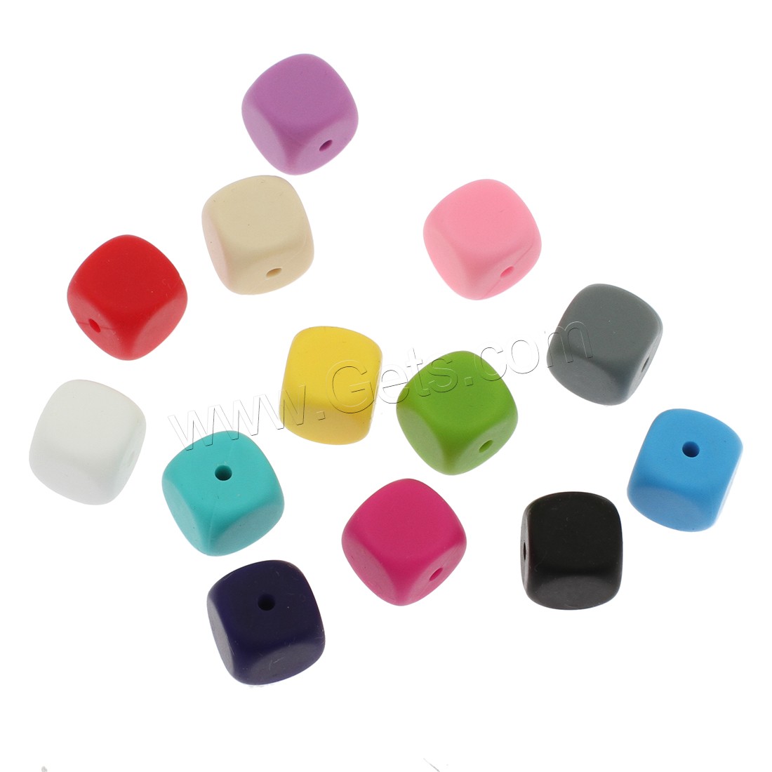 Silicone Jewelry Beads, Square, different size for choice, more colors for choice, Hole:Approx 2mm, Sold By PC