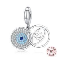 Cubic Zirconia Micro Pave Sterling Silver Pendant, 925 Sterling Silver, platinum plated, micro pave cubic zirconia & hollow Approx 2-5mm 