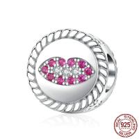 Cubic Zirconia Micro Pave Sterling Silver Bead, 925 Sterling Silver, platinum plated, micro pave cubic zirconia 8mm 