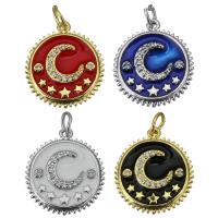 Cubic Zirconia Micro Pave Brass Pendant, Flat Round, plated, fashion jewelry & micro pave cubic zirconia & enamel Approx 3.5mm 