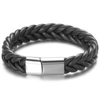 PU Leather Bracelet, with Stainless Steel, fashion jewelry & for man Approx 8.27 Inch 