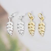 Sterling Silver Leaf Pendants, 925 Sterling Silver, plated, DIY & micro pave cubic zirconia Approx 3.5mm 