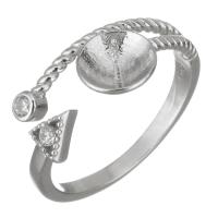Montaje de anillo de plata esterlina, Plata de ley 925, micro arcilla de zirconia cúbica, plateado, 9mm,7mm,0.5mm, tamaño:6, Vendido por UD