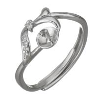 Montaje de anillo de plata esterlina, Plata de ley 925, micro arcilla de zirconia cúbica, plateado, 8.5mm,4mm,0.5mm, tamaño:6, Vendido por UD