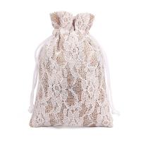 Linen Jewelry Pouches Bags, with Lace, durable 