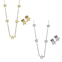 Fashion Stainless Steel Jewelry Sets, Stud Earring & necklace, with 2Inch extender chain, Star, plated, oval chain & for woman 1.5mm Approx 19.5 Inch 