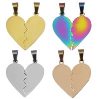 Stainless Steel Couple Pendant, Heart, plated, fashion jewelry Approx 