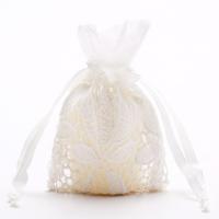 Chiffon Drawstring Tasche, mit Baumwolle, nachhaltiges, weiß, 100x140mm, 12PCs/Menge, verkauft von Menge