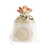 Slubby Yarn Drawstring Bag, with Polyester, handmade, durable, beige 