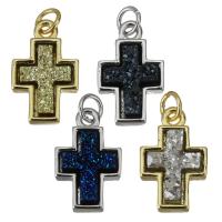 Brass Cross Pendants, with Resin, plated, fashion jewelry Approx 3mm 