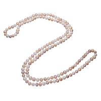 Пресноводные перлы ожерелье цепи свитера, Пресноводные жемчуги, Форма картофеля, натуральный, Женский, разноцветный, 7-9mm, длина:Приблизительно 46 дюймовый, продается Strand