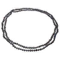 Пресноводные перлы ожерелье цепи свитера, Пресноводные жемчуги, Форма картофеля, Женский, черный, 9-12mm, длина:Приблизительно 62 дюймовый, продается Strand