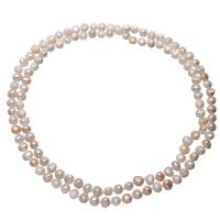 Пресноводные перлы ожерелье цепи свитера, Пресноводные жемчуги, Форма картофеля, натуральный, Женский, разноцветный, 8-9mm, длина:Приблизительно 46 дюймовый, продается Strand