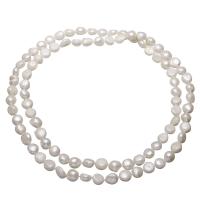 Пресноводные перлы ожерелье цепи свитера, Пресноводные жемчуги, Форма картофеля, натуральный, Женский, белый, 10-12mm, длина:Приблизительно 42 дюймовый, продается Strand
