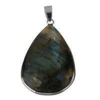 Labradorite Pendants, Brass, with Labradorite, silver color plated, fashion jewelry Approx 
