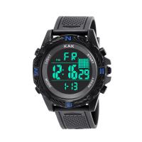 Мужская наручные часы, Искусственная кожа, с ABS-пластик & нержавеющая сталь, китайское движение, Водонепроницаемый образ жизни & блестящий в ночи, черный, 54*50mm, длина:Приблизительно 10.2 дюймовый, продается PC