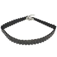 Zinc Alloy Choker Necklace, with 6.5cm extender chain, gun black plated, for woman & with rhinestone Approx 12.21 Inch 