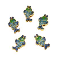 Animal Brass Beads, Fish, gold color plated, enamel Approx 1.5mm 