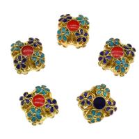 Enamel Brass Beads, gold color plated, hollow Approx 2mm 
