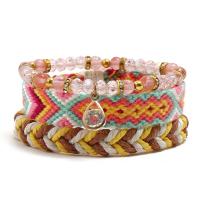 Cotton Fabric Bracelet Set, with 3.15-3.54inch extender chain, Adjustable & three pieces & braided bracelet & Unisex, 60mm Approx 6.69-7.09 Inch 