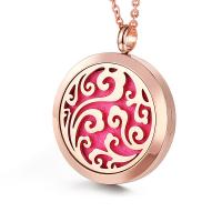 316L Stainless Steel Perfume Locket Pendant, with Sponge, Flat Round, plated 