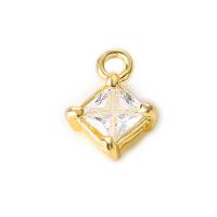 Cubic Zirconia Brass Pendants, gold color plated, DIY & with cubic zirconia 