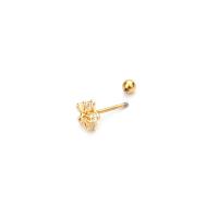 Brass Stud Earring, plated & for woman & with cubic zirconia, 6mm 