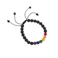 Bracelets de Woven Ball pierres précieuses, pierre gemme, avec corde en nylon, Rond, unisexe & réglable Environ 7.5 pouce, Vendu par brin