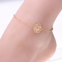 Brass Anklet, with 5cm extender chain, Rose, gold color plated, oval chain & for woman Approx 7.8 Inch 