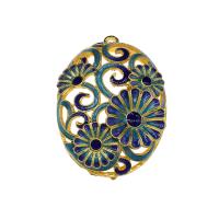 Hollow Brass Pendants, gold color plated, enamel Approx 2.8mm 