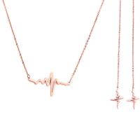 Fashion Stainless Steel Jewelry Sets, earring & necklace, Electrocardiographic, plated, for woman 0c 