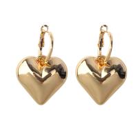 Zinc Alloy Leverback Earring, Heart, gold color plated, fashion jewelry & for woman, 47*32mm 