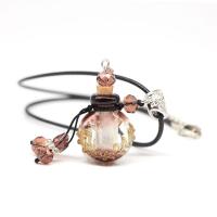 Lampwork Aromatherapy Necklace, with PU Leather Cord & Zinc Alloy, platinum color plated, Could be filled with liquid & Unisex 22*38mm Approx 15.7 Inch 