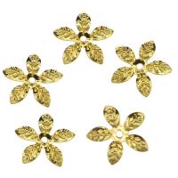 Chapeau de perle en fer, fleur, Placage de couleur d'or Environ 1.3mm Vendu par sac