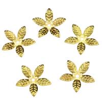 Chapeau de perle en fer, fleur, Placage de couleur d'or Environ 1.2mm Vendu par sac
