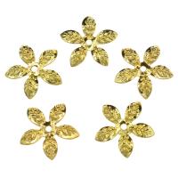 Chapeau de perle en fer, fleur, Placage de couleur d'or Environ 1.4mm Vendu par sac