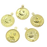 Fashion Iron Pendants, Flat Round, gold color plated Approx 1.3mm 