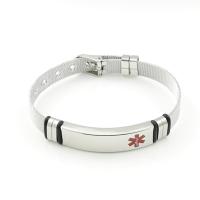 Titanium Steel Bracelet, with Silicone, titanium steel watch band clasp, silver color plated & for man Approx 8.5 Inch 
