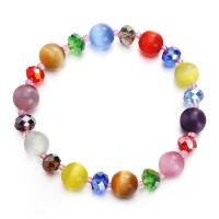 Cats Eye Bracelets, with Lampwork, for woman & faceted, mixed colors, 10mm Approx 7.5 Inch 
