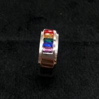Anilo de dedo de acero inoxidable, unisexo & diverso tamaño para la opción & con diamantes de imitación, 8mm, Vendido por UD