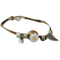 Porcelain Bracelets, with Nylon Cord & Brass, antique silver color plated, adjustable & for woman Approx 7.5 Inch 