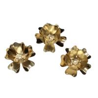 Chapeau de perle en fer, fleur, Placage de couleur d'or Environ 1mm Vendu par sac
